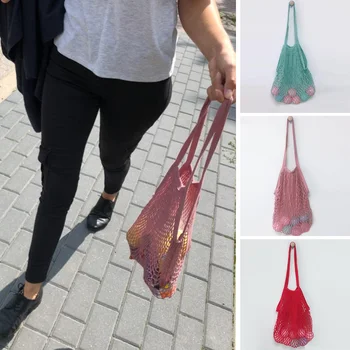 

2018 Reusable Fruit String Shoulder Bags Grocery Shopper Tote Mesh Woven Net Shoulder Bag Kadin Canta Unisex Shopping Bags