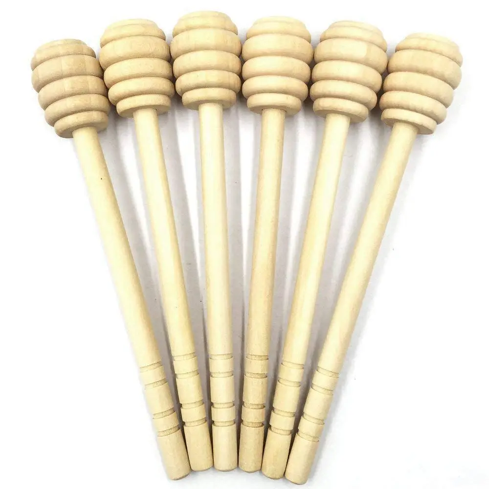 Set of 20 6 Inch Portable Wooden Jam Honey Dipper Honey Sticks for