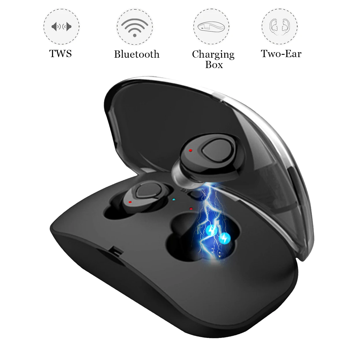 

KINCO TWS Wireless bluetooth V4.2 Earphone CVC Noise Earbuds Cancelling Stereo Headsets with Mic Charging Box for iphone X 8 7