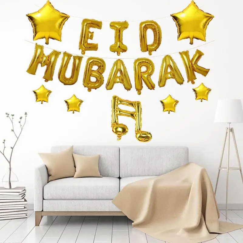 EID MUBARAK фольги Воздушные шары Золотая буква С звездой Луна Eid воздушный шар для