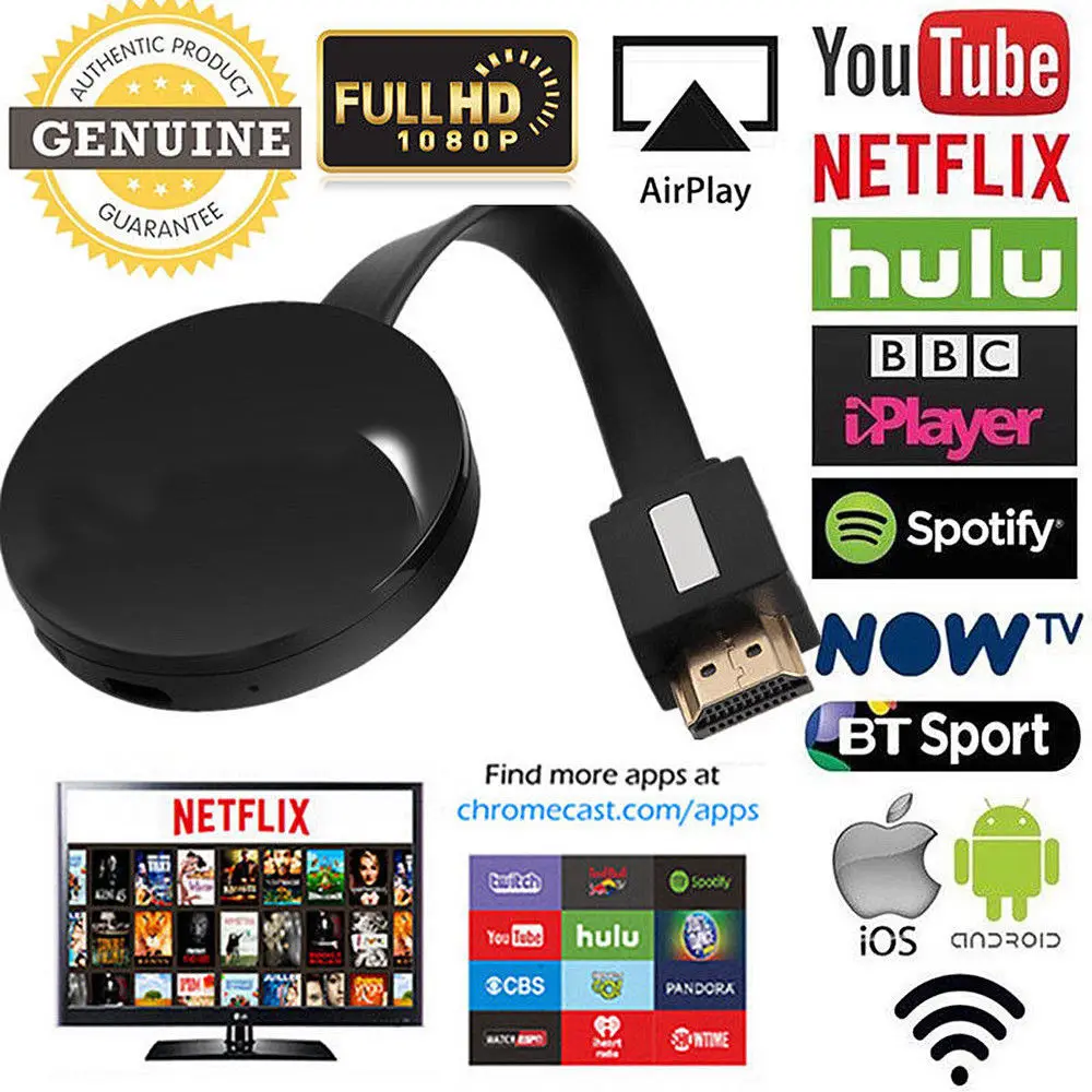 Wecast беспроводной WiFi miracast HDMI 1080 P стример Media Android Поддержка Netflix|SmartTV-стики и тюнеры|