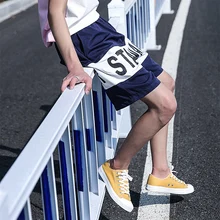 Мужская верхняя одежда шорты летняя новая популярно среди молодежи Свободная печать строчка прямые пять брюки Молодежная мужская одежда