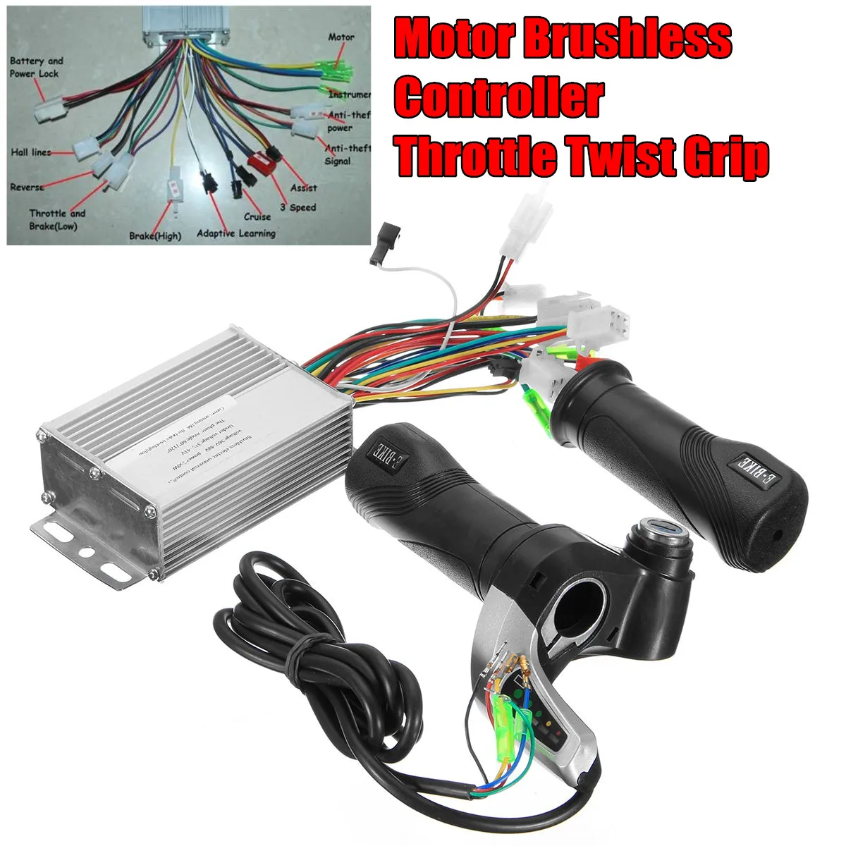 

36V 350W Wire Twist Throttle Grip With Motor Brushless Controller For Electirc Scooter Bike And Electric Car