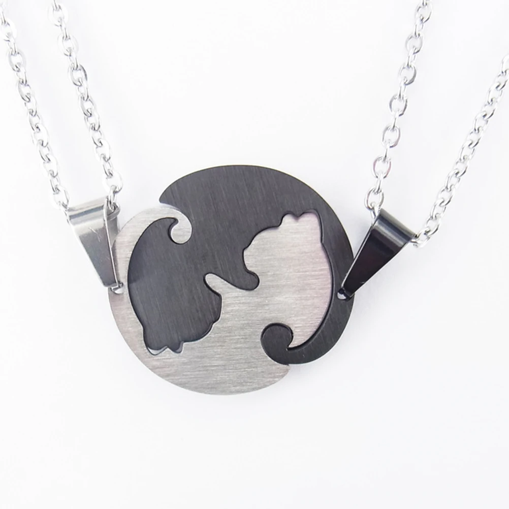 1 Pair Puzzle Pendant Adorable Stainless Steel Couple Puzzle Pendant