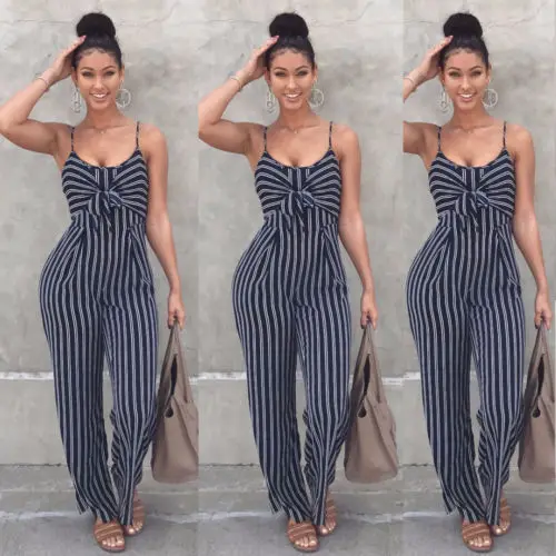 New arrival Hot Sexy Ladies Women Clubwear Playsuit Bodysuit Party Jumpsuit Romper Chiffon Sleeveless Long Trousers US