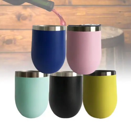

12oz Egg Cocktail Tumbler Wine Cup Stainless Steel Metal Goblet Xmas Gift
