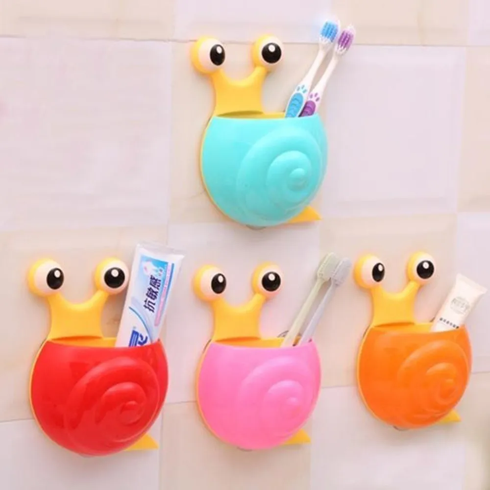 

Cute Cartoon Sucker Hook Toothbrush Holder Snail Bathroom Set Storage Portable Adjustable Home Storage Organization