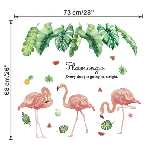 Супер красивая наклейка Розовый фламинго зеленые листья Наклейка на стену виниловая наклейка домашний Декор наклейки Фреска Искусство