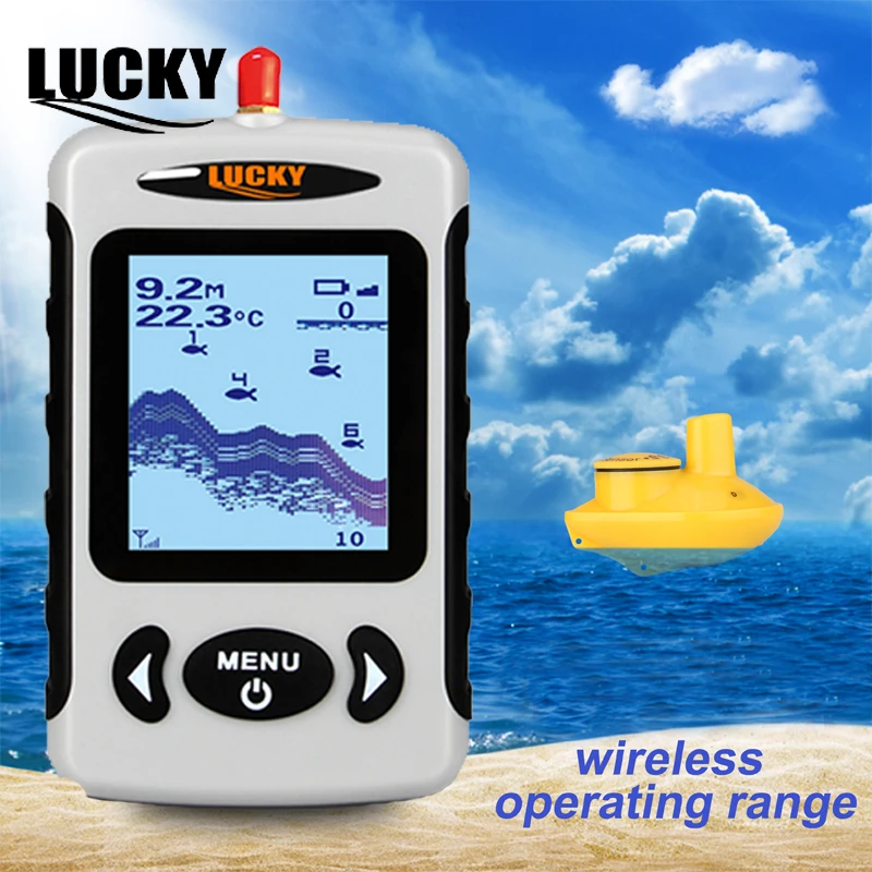 

LUCKY FFW718 Fish Finder Portable Fishing Alarm Sonar Wireless Fishfinder depth Finder Alarm LED Backlight Design Screen