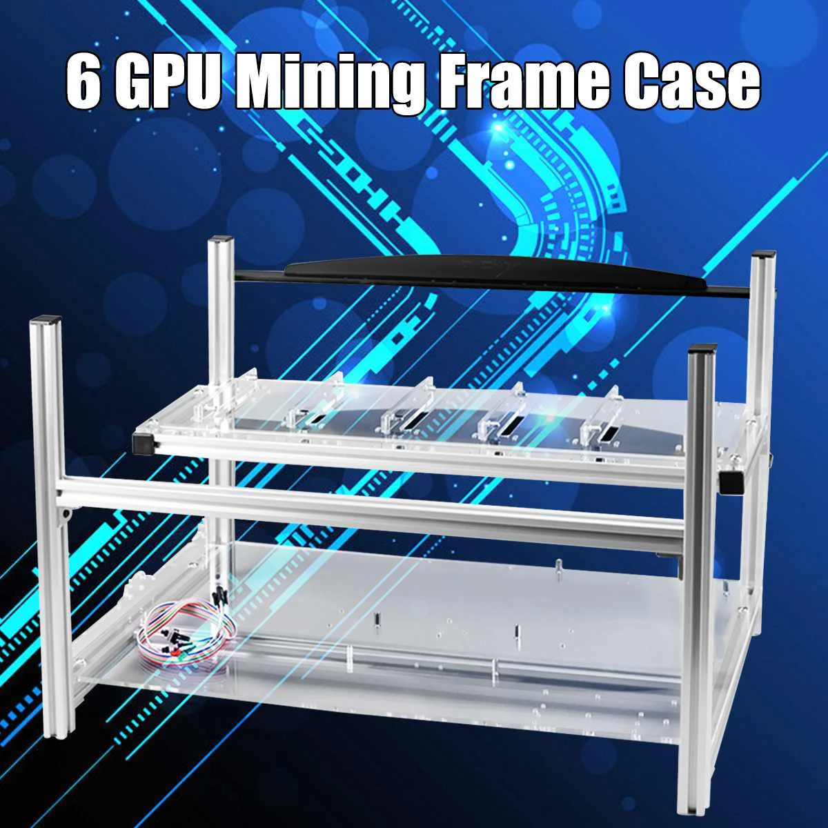 

1Pcs Silver Aluminum Open Air Frame Mining Miner Rig Case Stackable For 6 GPU ETH Ethereum