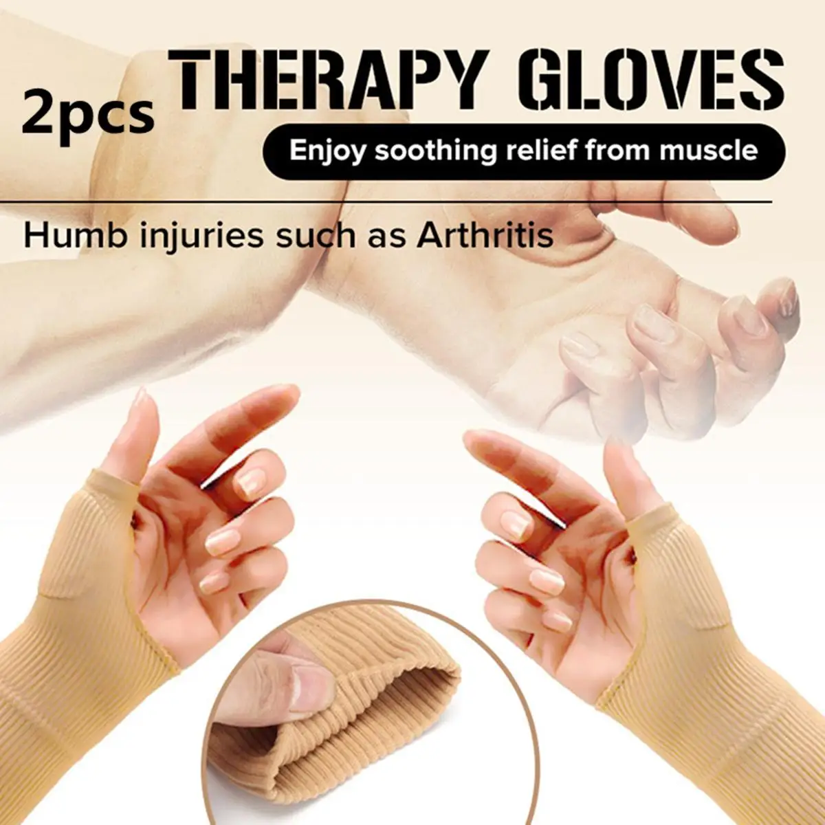 2pcs Soft Hand Therapy Gloves Thumb Support Brace Wrist Gloves