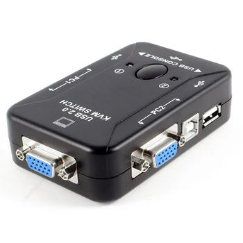 

2 Ports KVM Manual Switch Box Adapter w USB Connector for PC Computer