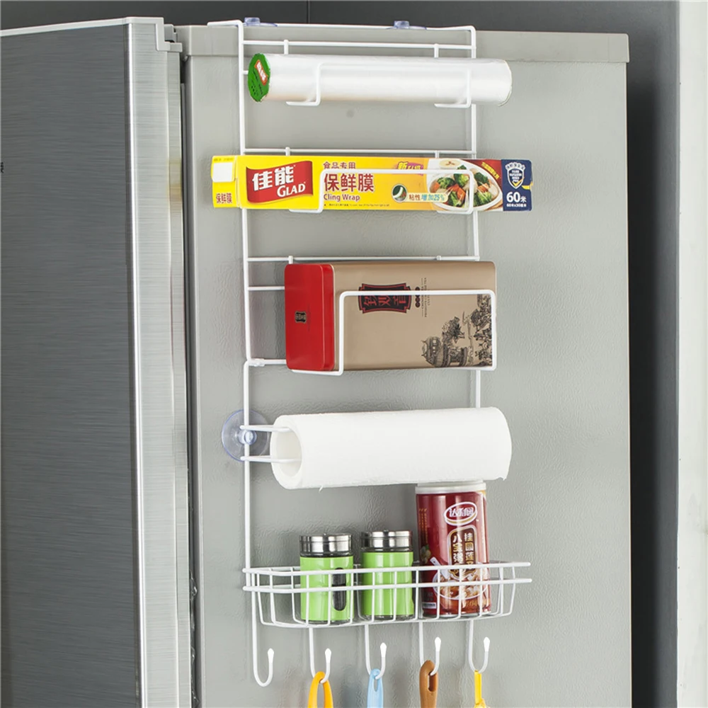 Стойка для холодильника, холодильника, боковая полка, многослойный боковой держатель, кухонный органайзер для хранения, бытовой подвесной крючок для хранения холодильника