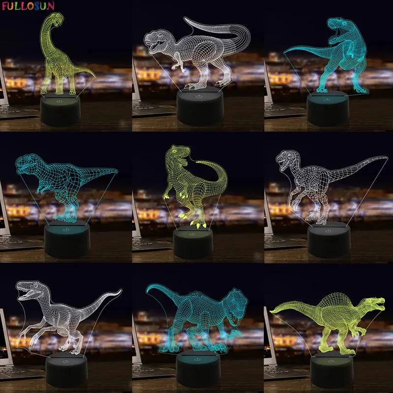 

Dinosaur 3D LED Light Kids Boy Toys Gift LED Night Light 7 Color Decor Desk Lamp