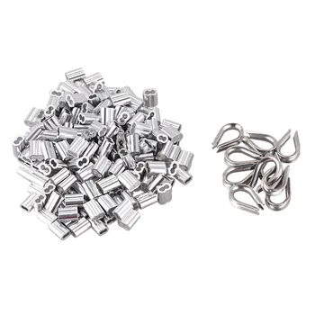 

Fashion High Quaity 100 pcs 1.5mm Wire Rope Aluminum Sleeves Clip Fittings Cable Crimps + 10 pcs M2 Stainless Steel Thimble Co