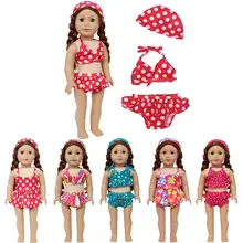 3 в 1 ручная кукла в купальнике наряд с бикини, купальное белье+ шапочка, летняя одежда для купания, американская кукла для девочек, 43 см, детская игрушка