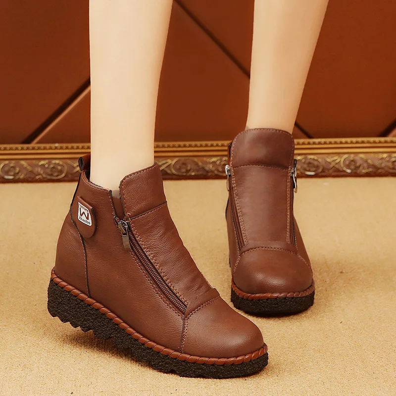 flat ankle boots with front zip