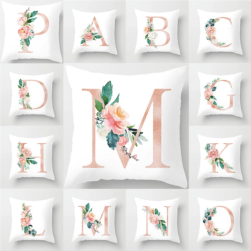 

For Sofa Letter Pillow Room Decoration Hot Sale Flower Pillowcase 1PC English Alphabet 45x45cm
