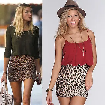 

Summer Womens Sexy Animal Leopard Print Pencil Ladies Bodycon mini-skirts