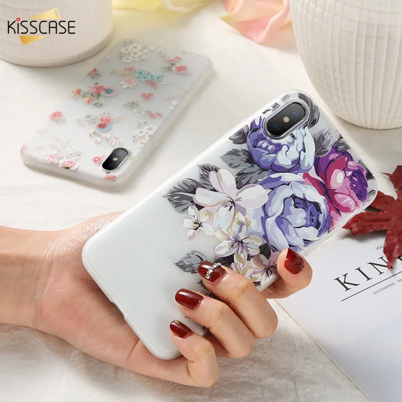 KISSCASE 3D Relief Flower Case For Samsung S8 S9 S10 Plus Soft TPU Galaxy J4 J6 J3 J5 J7 2016 2017 Capinhas Capa |