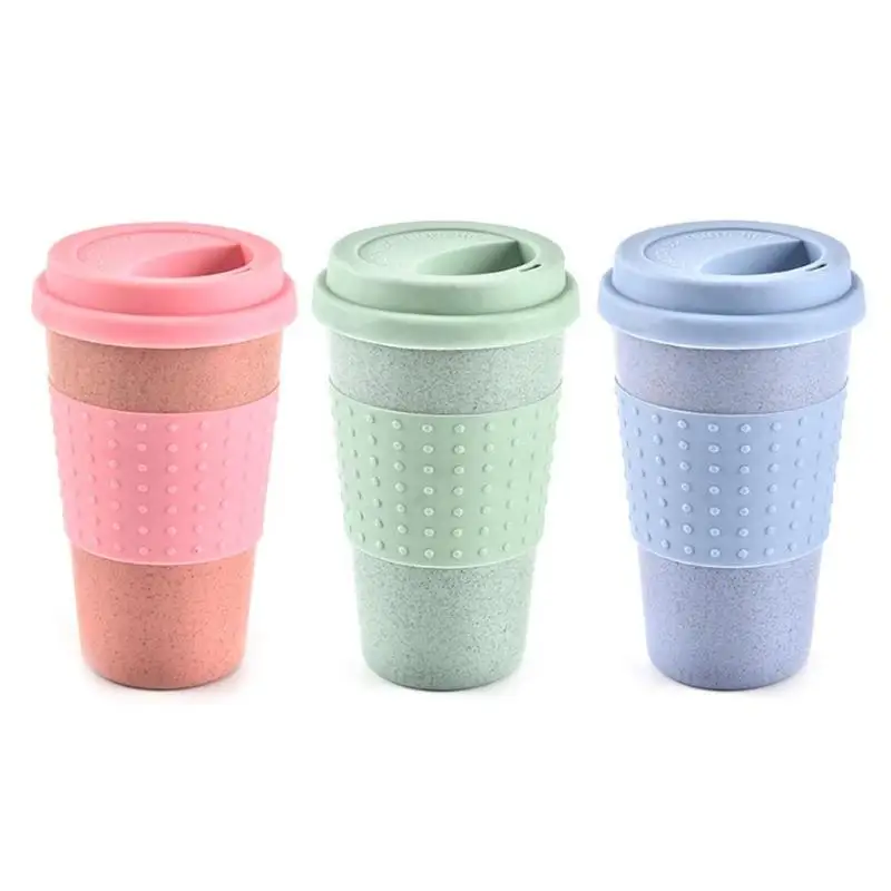 

330mL Creative Reusable biodegradable Wheat Straw Ecoffee Coffee Tea Mug Cups Reusable Water Eco Friendly Travel Coffee Mugs