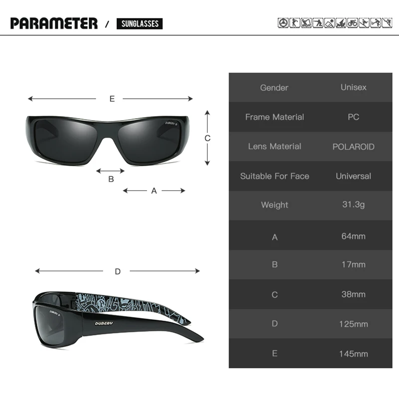 Dubery Brand Hiking Eyewear Drive Goggle Male Sunglasses Men Polarized Night Vision Hawkers Sun Glasses Red Gafas de sol uomo