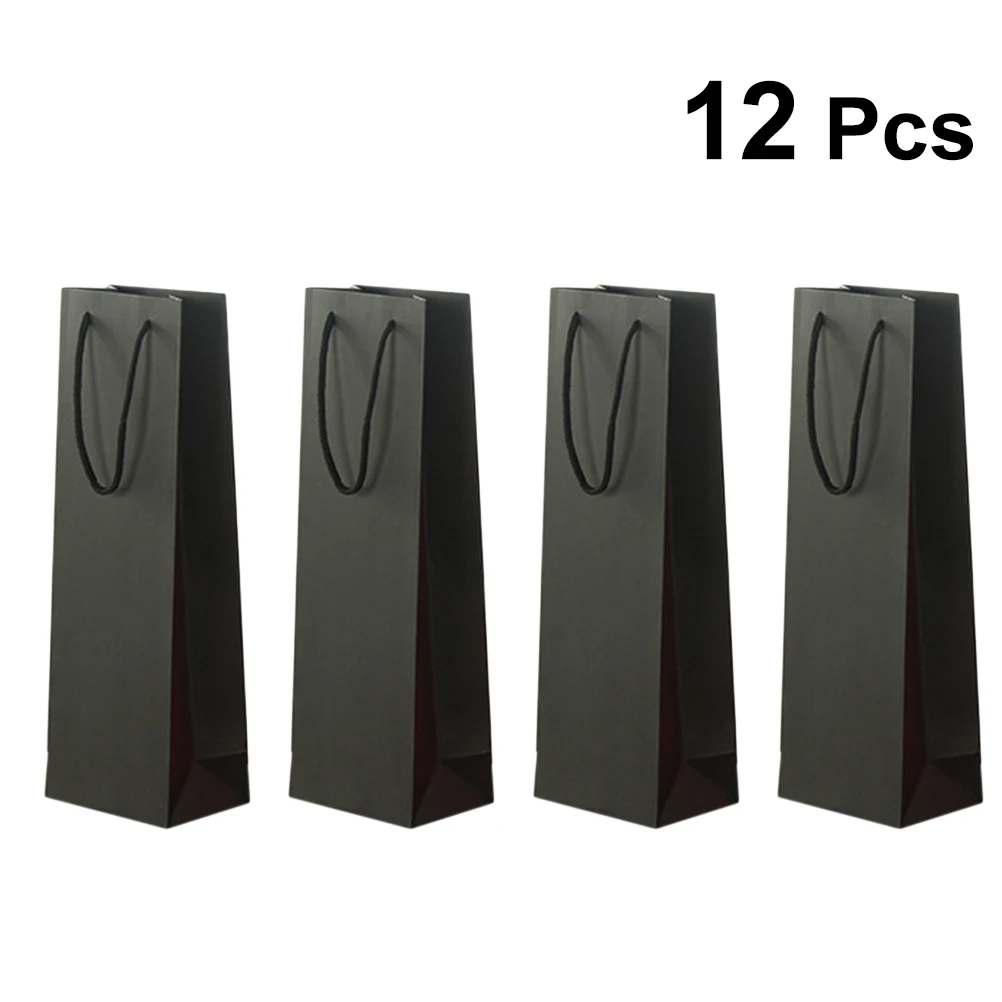 

12pcs Premium Wine Gift Bags Single Bottle Tote Bottle Wine Hand Bag For Home Wine Storage and Gift (Black)
