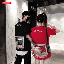 Прямая поставка, летняя хип-хоп футболка с короткими рукавами и карманом для денег, доллар США, мужская и женская Повседневная футболка большого размера для пары