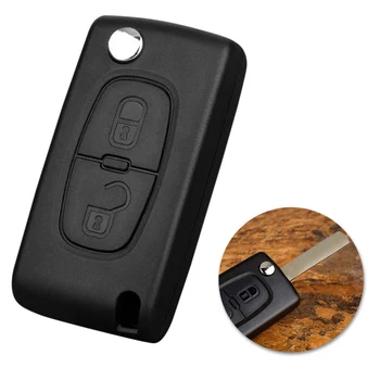 

Peugeot 207 307 308 407 Foldable Key Fob Case Flip Replacement Accessories Cover Blade Remote Control 2 Button Car