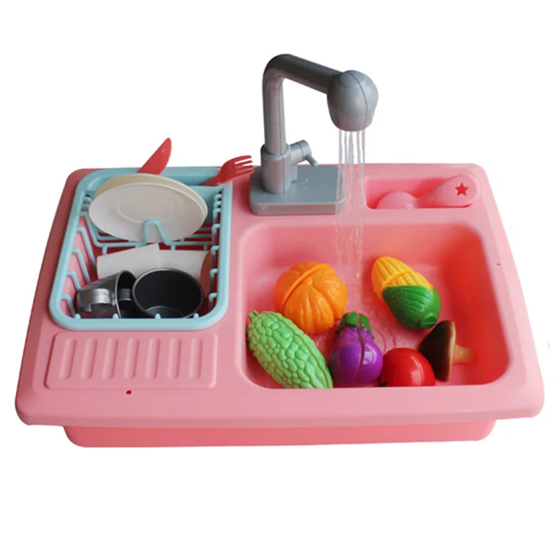 

Children's Small Kitchen Play Water Cleaning Toys Small Pool Play Home Kindergarten Automatic Circulation Sink Dishware