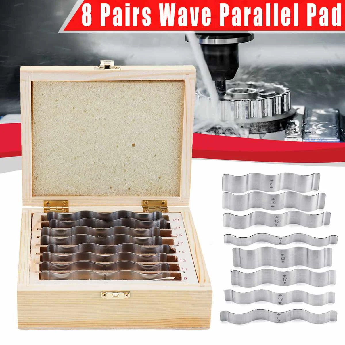 

HRC40-45 8 Pairs Wave Parallel Pad Set Machinist Percision Gauge Block 110mm Gage Blocks 9-23mm for Vice Milling Machine Lath