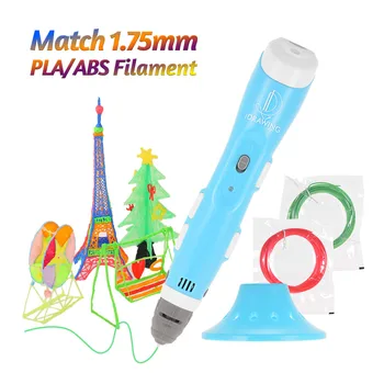 

Intellectual 3D Printing Pen Non-Clogging Drawing Printer with Pen Guard and USB Cable 2 rolls Filaments Educational Toys Gift