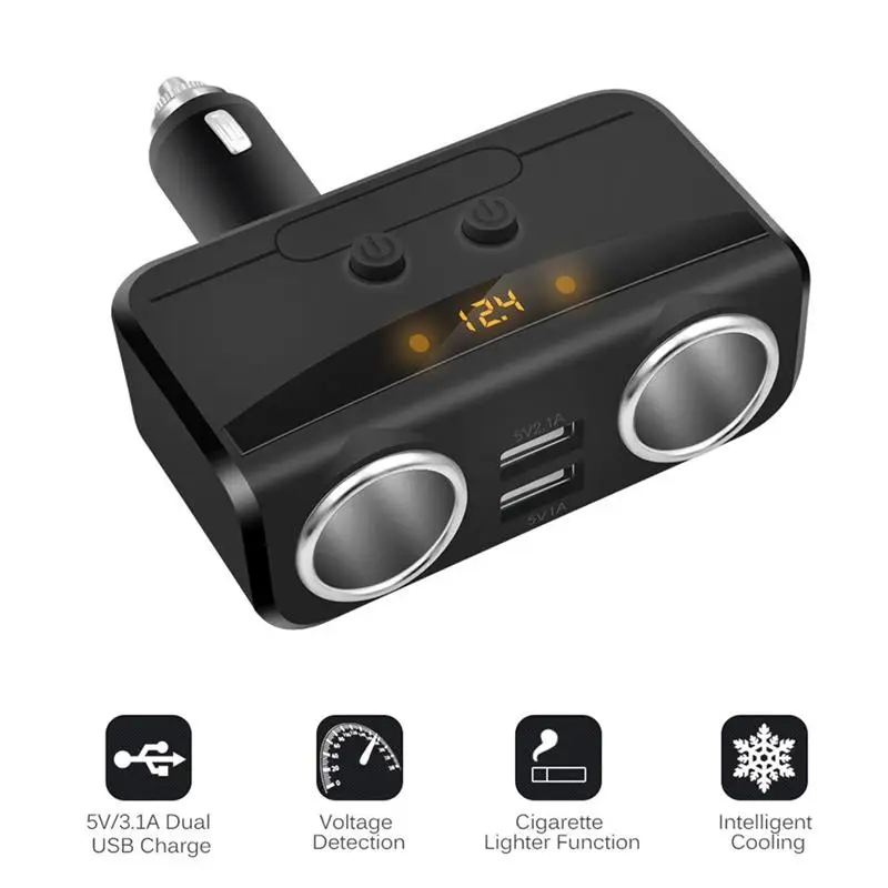 12 V 24 80W Автомобильное 2 USB порта зарядное устройство двойной прикуриватель гнездо