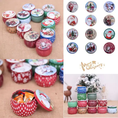 

1pc Metal Christmas Themed Biscuit Sweet Treat Tin Storage Cookie Airtight Gift