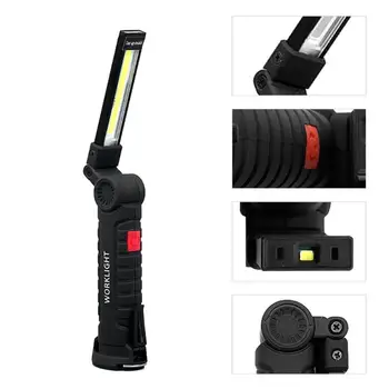 

5 Mode COB Flashlight Torch USB Rechargeable LED Work Light Magnetic COB Lanterna Hanging Hook Lamp For Outdoor Camping