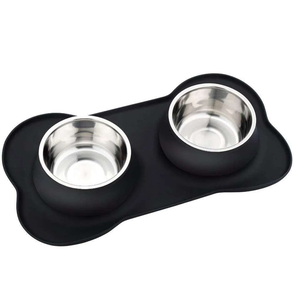 Beste Hond Kommen Roestvrij Staal Hond Kom met Geen Spill Non Slip Siliconen Mat 53 oz Feeder Bowls Voerbak voor Honden Katten en Huisdieren SP