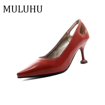 

MULUHU Shoes Woman Thin High Heel Slip On Woman Mature Sexy Dress Shoes Business Office Wedding Slingbacks Shoes High Quality