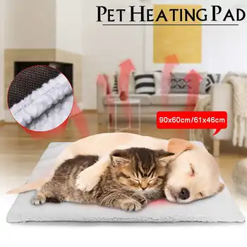 

Self Heating Mat Pet Dog Bed Warming Cat Rug Thermal Washable Cushion Blanket Lamb Down Fabric Ivory Brown Keep Warm Relieve