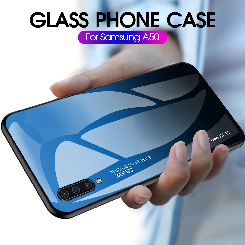 

Gradient Tempered Glass Phone Case for Samsung M20 M10 Cover A50 A30 A9 A8 A7 A6 J4 J6 J8 2018 Coque Galaxy S10 E S8 S9 Note9 8