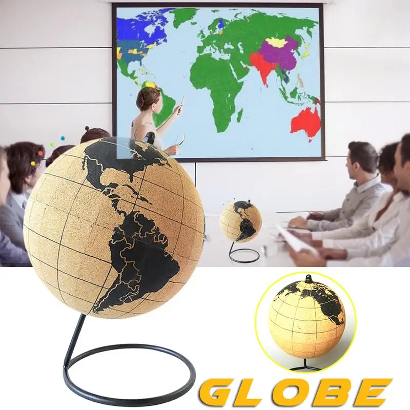 

Globe Model - Black Metal Base Soft Wooden Globe Model With Pinpoint Pin For Travels Adventures Or Home Decoration