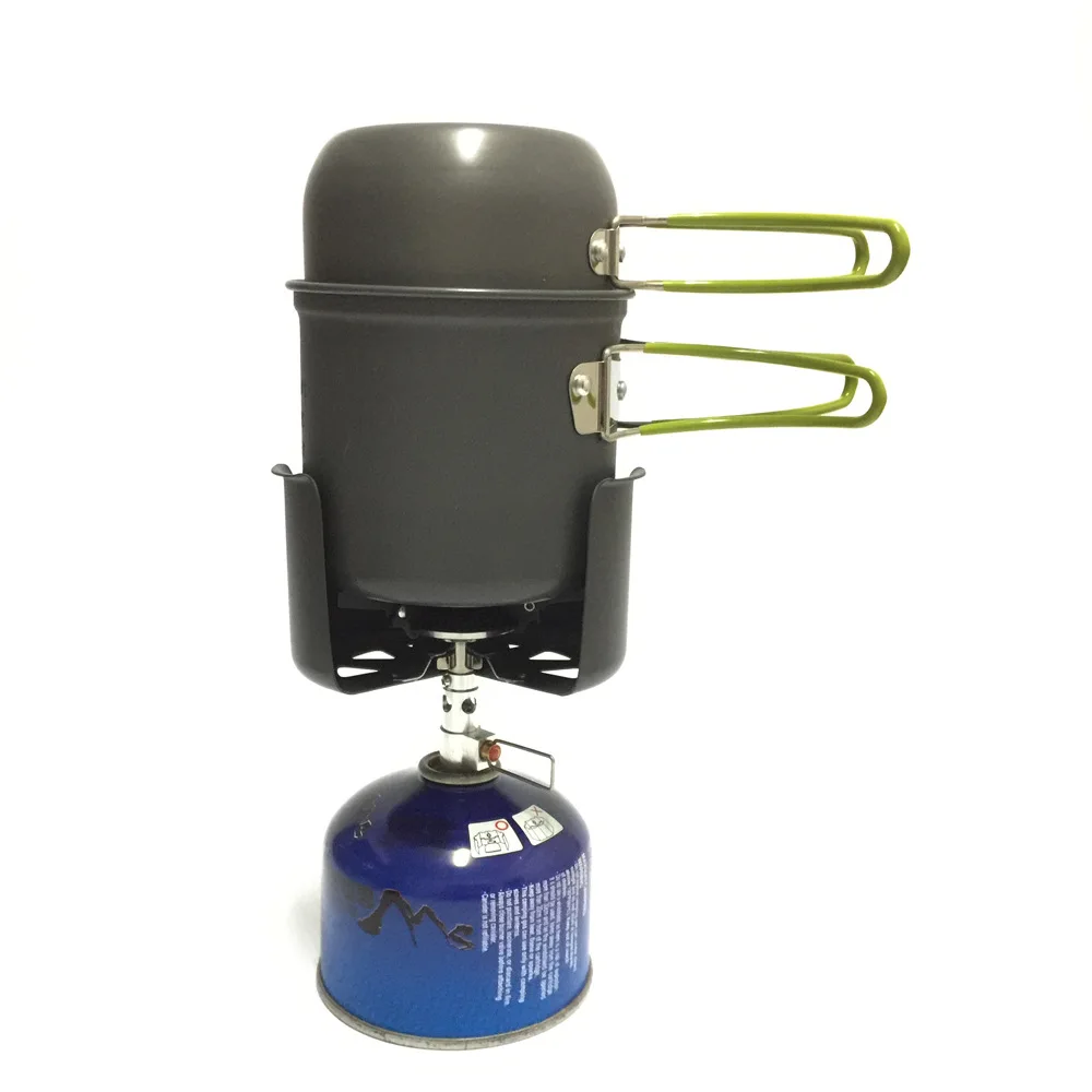 

1-2people outdoor Tableware camping cookware with windshield aluminum tableware folding pot cup boiling water cookware