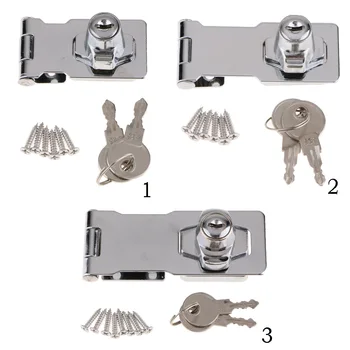 

Keyed Entry 90 Degree Rotation Safety Guard Hasp Lock Latch Buckle with Keys
