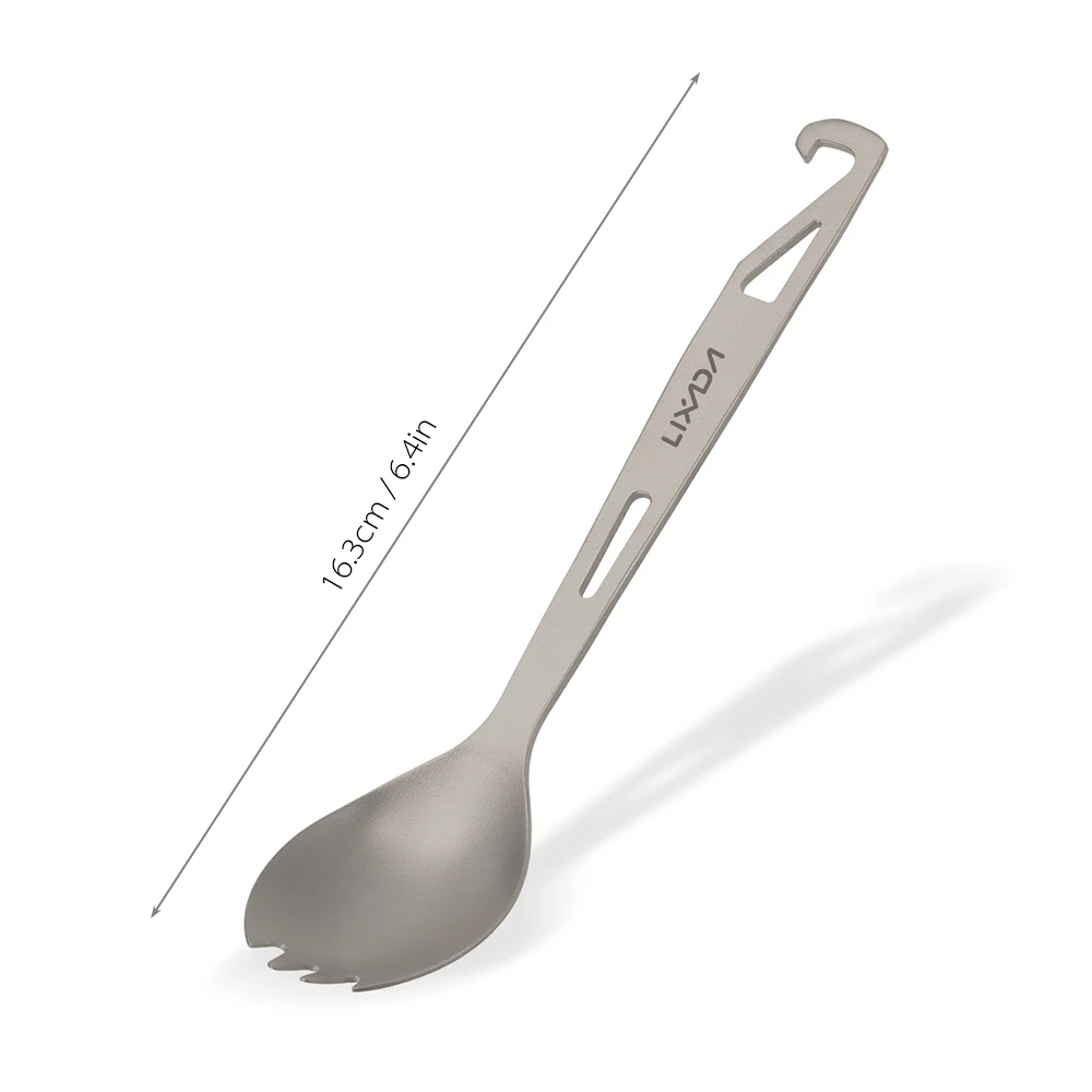 Lixada cena cuchara Tenedor de titanio Spork con abrelatas de botella ligera al aire libre la cena cuchara tenedor para viajes de Camping mochila