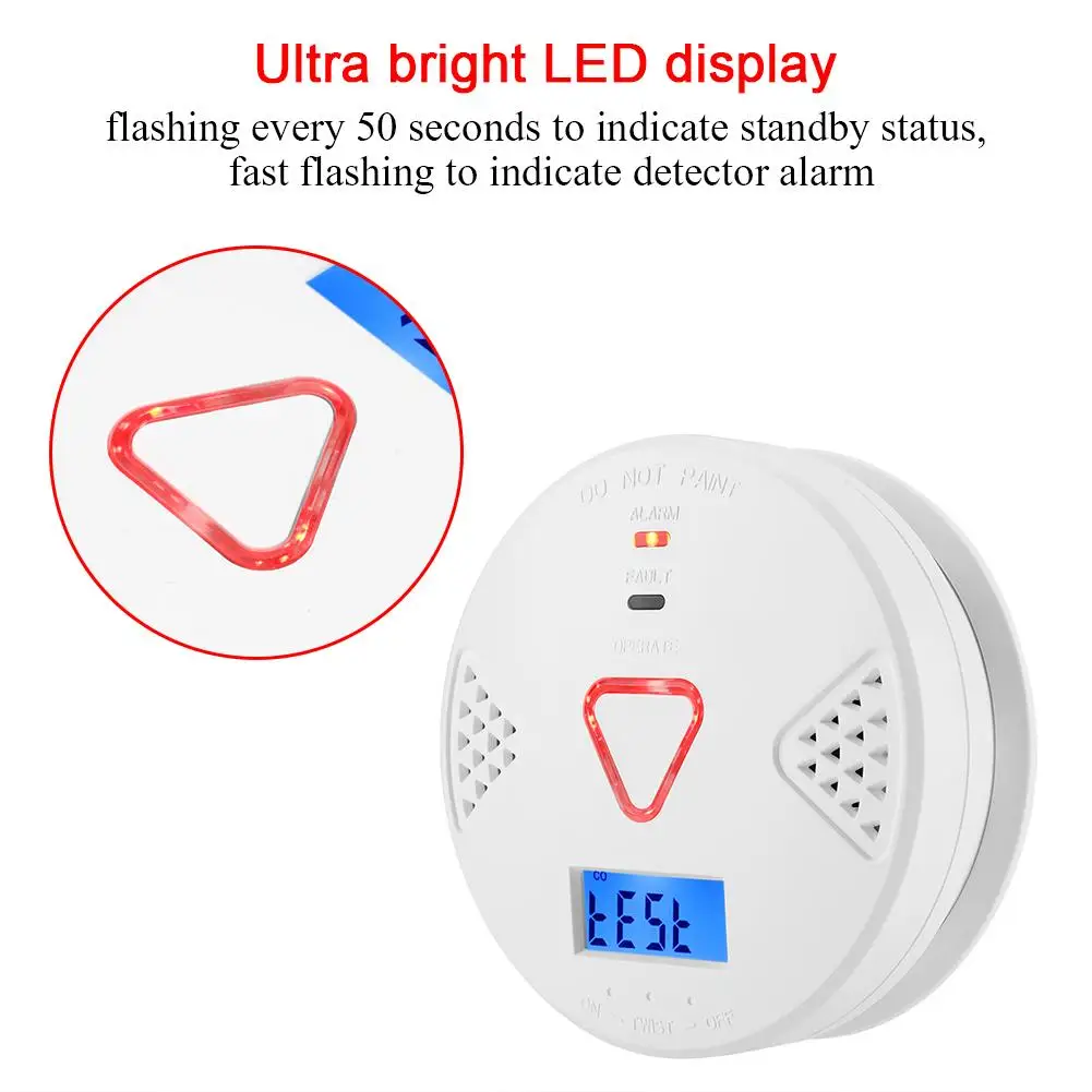 

Carbon Monoxide Alarm Sensor Voice Warning CO Gas Sensor LCD Photoelectric Independent Detector Alarm Sensor For Home Security