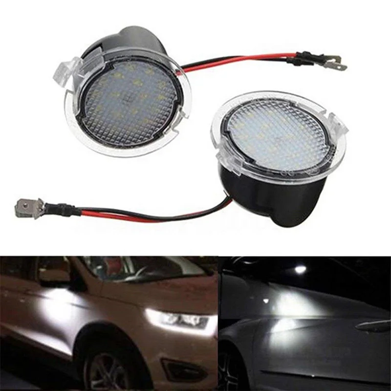 

2 Pcs Car Side Under Mirror Rear View Puddle LED White Light 12V For Ford Edge Mondeo Fusion Taurus Mustang 100% Brand New