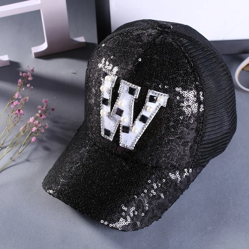 Новая мода вдоль изгиба бейсбольная шляпа W приносит дрель Блестки для мужчин и женщин на открытом воздухе вентиляционная шапка с сеткой