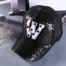 Новая мода вдоль изгиба бейсбольная шляпа W приносит дрель Блестки для мужчин и женщин на открытом воздухе вентиляционная шапка с сеткой