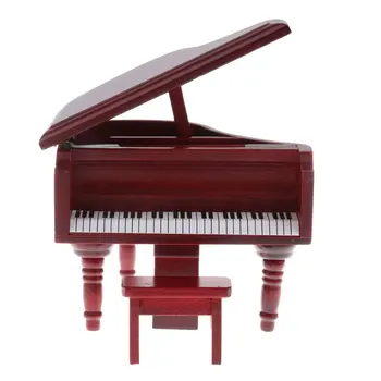 

1:12 Scale Dollhouse Furniture Wooden Piano Model Miniature Doll House Accessories Toys Birthday Gift for Children Kids