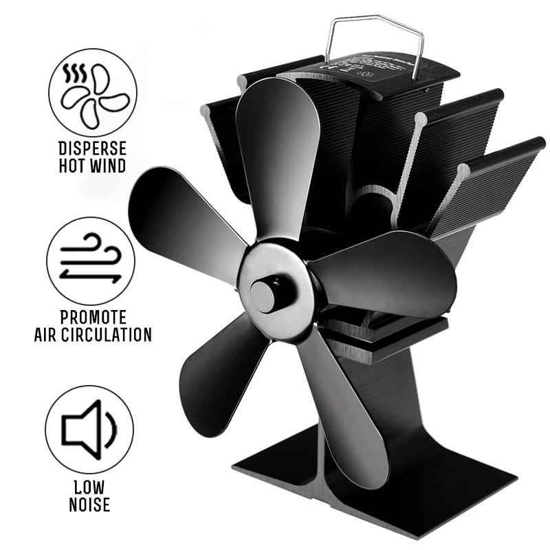 

5 Blade Fireplace Heat Powered Stove Fan komin Log Wood Burner Eco Friendly Quiet Fan Home Efficient Heat Distribution