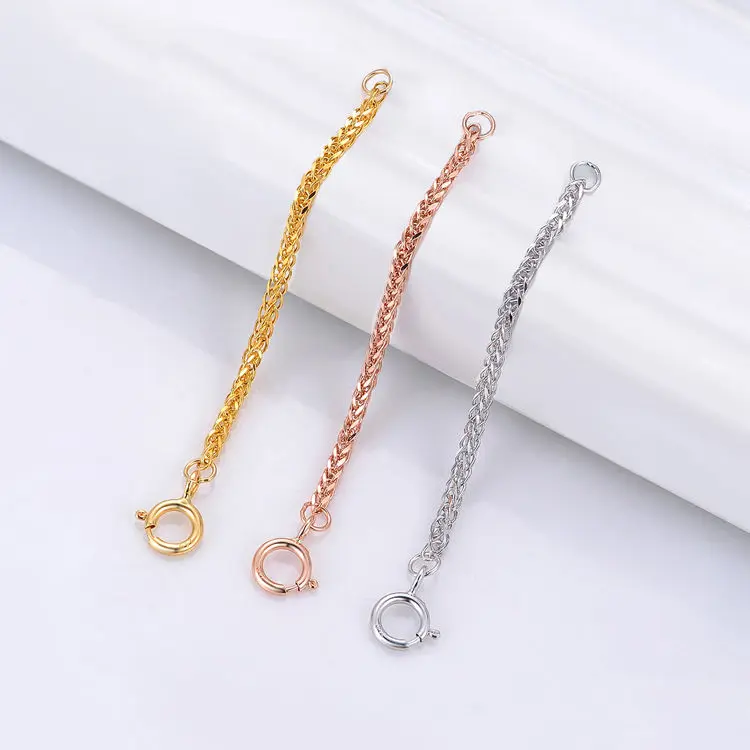 

NEW Pure 18K Rose Gold Wheat Link Chain Extended Link Chain 5cm Fix Necklace